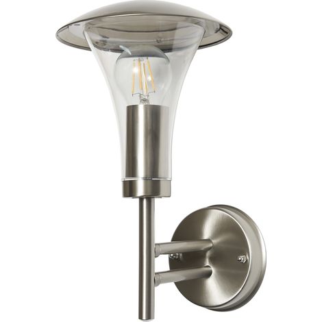 Litecraft Emlo Wall Light Outdoor Fluted IP44 Garden Fitting - Stainless Steel (1/5)
