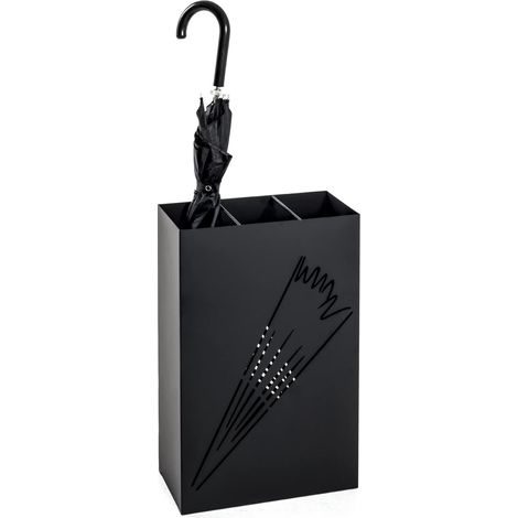 Porte-parapluies Moderne, Noir, en métal - Dimensions : L 30 x H 48 x P 16 cm (1/5)
