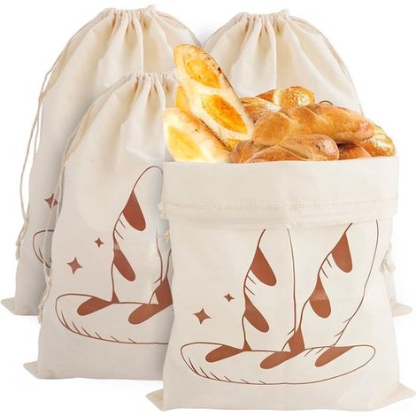 2 Bolsas de lino para pan,30 x 38 cm,Bolsas reutilizables para almacenar pan,Bolsas para conservar el pan fresco (1/5)