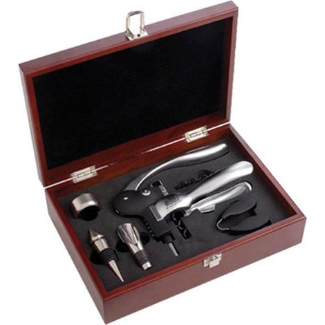 Coffret cadeau en bois pour accessoires de vin - 5 pièces