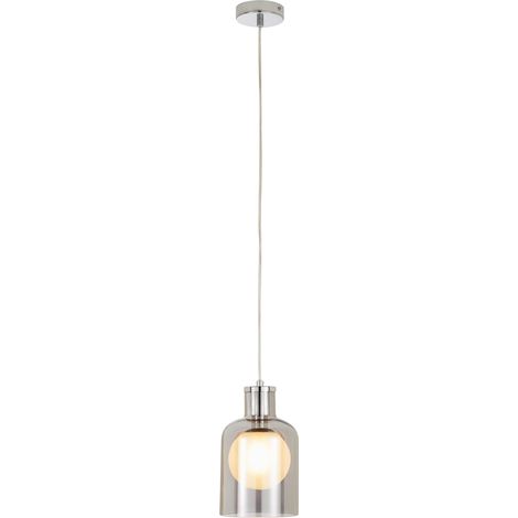 Litecraft Ceiling Pendant 1 Light With Smoke Tint Glass Shade - Polished Chrome (1/5)