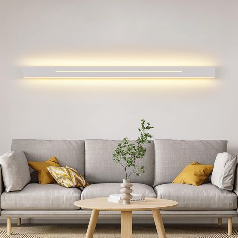 ZMH Applique murale LED - Moderne 3000K Blanc Chaud intérieur Lampe de Couloir Longueur éclairage mural pour salon, escalier, chambre - Blanc 100cm (1/4)