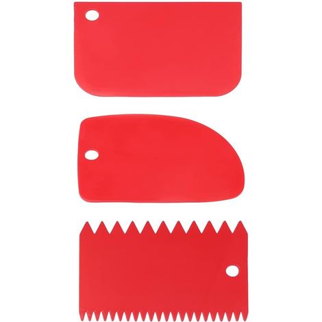 3pcs Plastic Dough Scraper, Soft Pastry Horn with 3 Different Styles Dough Spatulas Bread Scraper for Home Kitchen Bakery Pastry Pancakes Cake Decorating (Red) (1/5)