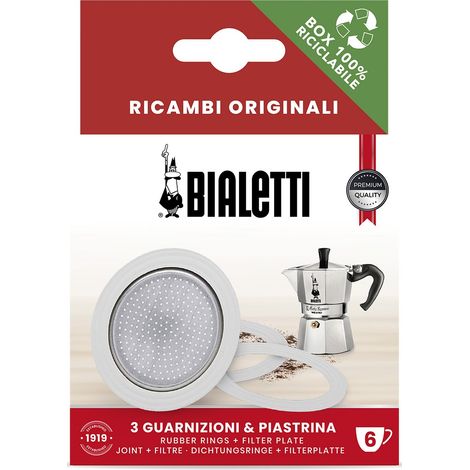Bialetti Guarnizione Moka Ricambio Caffettiera Moka Originale  Guarnizione Moka Bialetti 6 Tazze