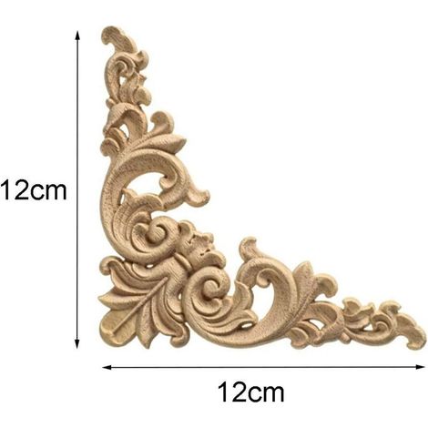 Modanature decorative in legno intagliato (4 pezzi, 12×12 cm), angoli per mobili/cucina/decorazioni (1/3)