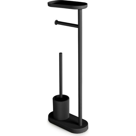 piantana portarotolo e scopino wc gedy "elios" in metallo nero matt