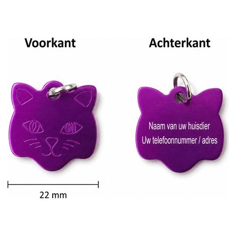 Médaille violette pour chat – Médaille personnalisée avec nom, numéro de téléphone ou adresse – Plaque d'identification en aluminium pour chat, chaton ou collier de chaton – 22 mm (1/2)