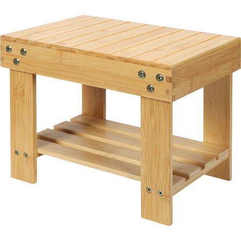 Levede Step Stool Seat Bamboo Multi Purpose with Storage Shelf Home Shop Kids