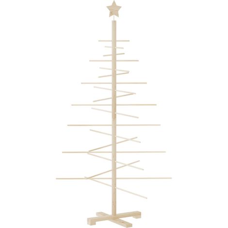 Arbre de Noël Sapin de Noël en bois pour décoration 150 cm bois massif de pin (1/5)