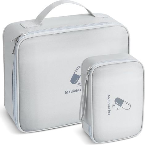 Botiquín de primeros auxilios vacío, bolsa de medicamentos portátil impermeable de 2 piezas, bolsa de medicamentos de emergencia de gran capacidad, bolsa de almacenamiento de medicamentos para el hoga (1/5)
