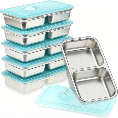 Set mit 6 Edelstahl-Vorratsdosen – Güteklasse 304, zweigeteilt (mit luftdichten Deckeln) (1/5)