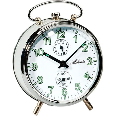 Réveil mécanique Atlanta, boîtier en métal, chiffres lumineux 1065-0 (1/2)