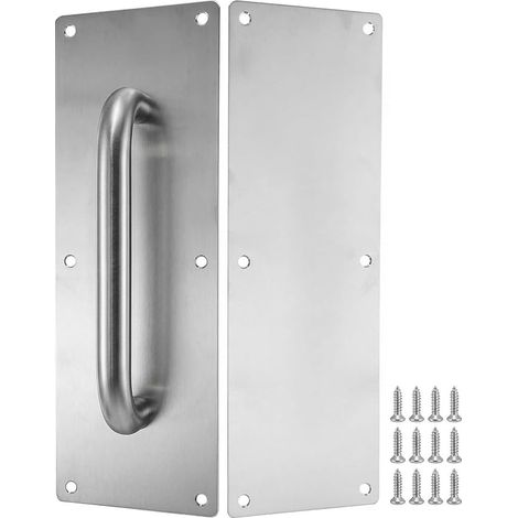 Stainless Steel Sliding Door Handle and Push Plate, 30 x 10 cm for Interior Doors, Garages, Barn, Office, Commercial with Screws (1/3)