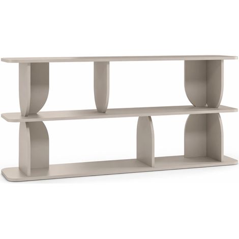 Libreria Moderna Mobile Con 4 Vani A Giorno E 3 Ripiani Design Contemporaneo Minimal Per Soggiorno Corridoio Studio Ufficio In Melaminico 160 X 74 X 34 Cm Cashmere (1/4)