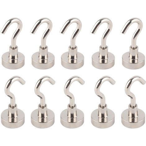 Lot de 10 crochets magnétiques puissants supportant jusqu'à 5,4 kg (12 lb) avec ventouses robustes pour la maison, la cuisine et le bureau. (1/5)