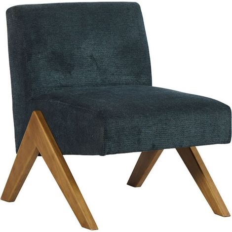 Fauteuil bois et tissu vintage bleu 61cm Casita TOLGA (1/2)