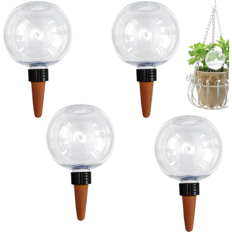 Paquete de 4 bulbos de riego automático, globos de riego para macetas, estacas transparentes de riego automático, bulbos de riego para, 500 ml - Estacas de agua (1/5)