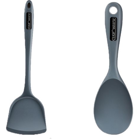 Ensemble Ustensiles Cuisine Silicone Resistante Chaleur Acier Inoxydable Pour Casseroles Antiadhesives Lot De 2 (1/5)