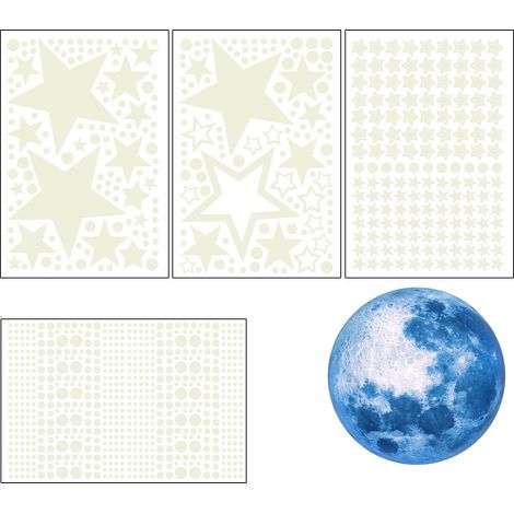 Étoiles Phosphorescentes - Autocollants Plafond Étoiles Et Lune - Décoration Chambre Enfant - Kit 1108 Pièces (1/5)