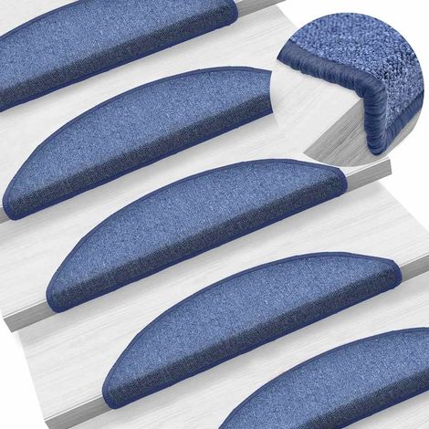 vidaXL Stair Mats 15 pcs 56x17x3 cm Blue Half Round (1/5)