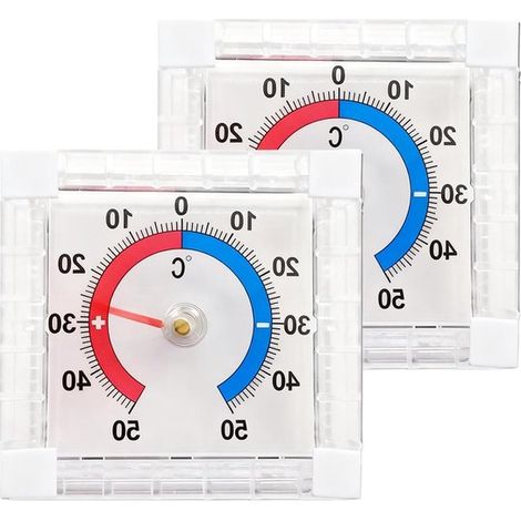 Fensterthermometer Set Analoge Außenthermometer Temperaturmessung Selbstklebend, transparent 2 Stück Weiß (1/5)