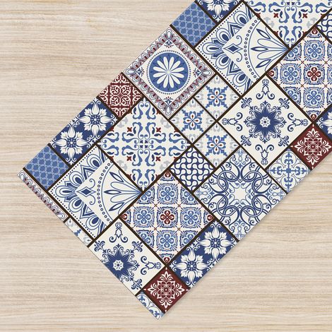 Tappeto passatoia fantasia made in Italy antiscivolo lavabile aderente Cobalto - 50x100 cm (1/5)