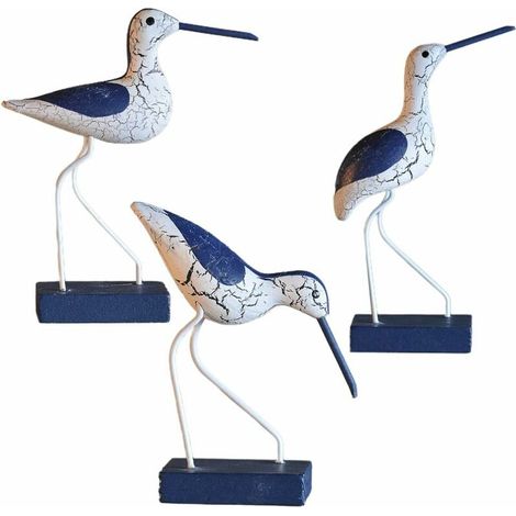 3 Pieces Coastal Decor Wood Seagull Figurine Bird Statue Nautical Coastal Ocean Home Decor Beach Coastal Bird Ornament for Table Desk Office Bird Decor Mixed (1/5)
