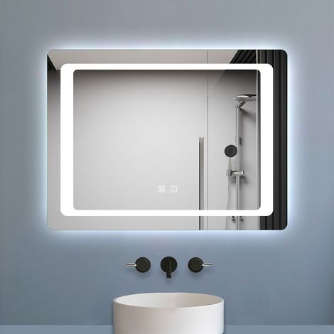 Aica Miroir de salle de bain à LED, dimmable et mémoire, 120x70cm miroir lumineux anti-buée