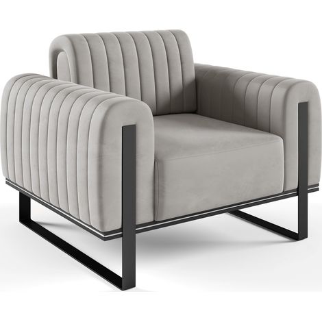 Selsey Parissa - Sessel, Samt Hellgrau schwarze Füße, 106 cm (1/5)
