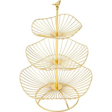 YISSALE - Werkzeug - 3-Tier Fruit Basket Bowl Stand Holder Golden Kitchen Vegetable Storage Rack (1/5)