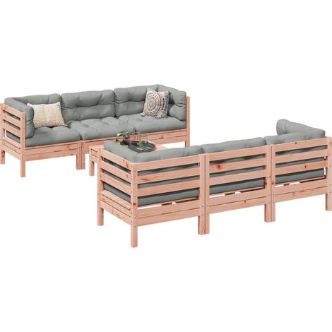 Set de sofás jardín 7 pzas con cojines madera abeto Douglas vidaXL (1/5)