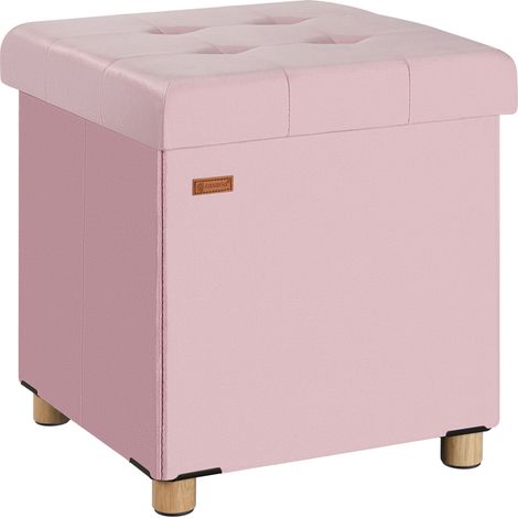 CASARIA® Tabouret cube en velours espace de rangement Pouf 40 x 40 x 40 cm Coffre de rangement Repose-pied siège  Rose fuchsia