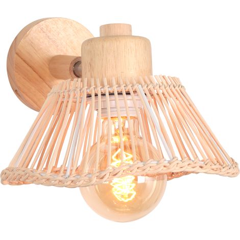 Lampe Murale Bambou Applique Murale Intérieure Rétro Luminaire Applique Vintage E27 pour Salon Chambre Bar