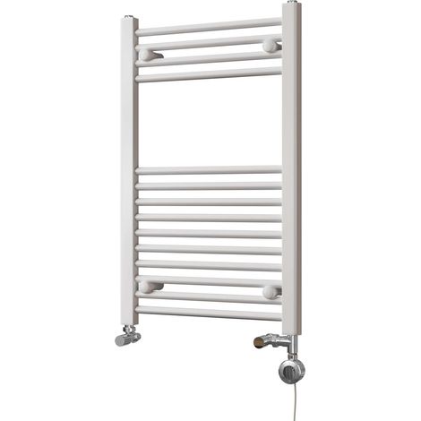 Zennor - White Dual Fuel Towel Rail H800mm x W500mm Thermostatic - Straight (1/3)