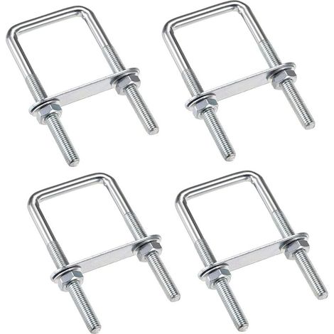 Stück U-Bügel M6 80 x 50 mm, Edelstahl-U-Bügel mit Mutter und Unterlegscheiben, Klemmbolzen zur Rohrbefestigung, für Rohrdurchmesser unter 50 mm