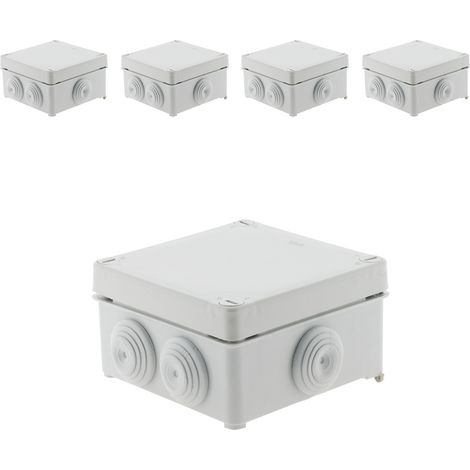 Lot de 5 boîtes étanches carrées 100x100x50mm à visser IP55 - Gris - Zenitech