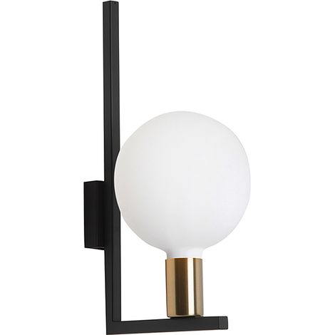 Applique Twin a Parete con Attacco E27 per Interni - Struttura Nero e Ottone Satinato 75W IP20 - Design Decorativo - Rossini Group (1/5)