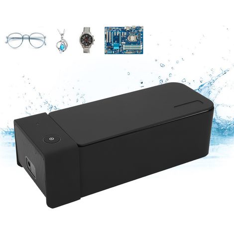 MK186 Nettoyeur ultrasonique miniature noir 600 ml 50 kHz pour montres, prothèses dentaires, téléphones portables, cartes mères, lunettes et bijoux (norme européenne AC220-240V) (1/5)