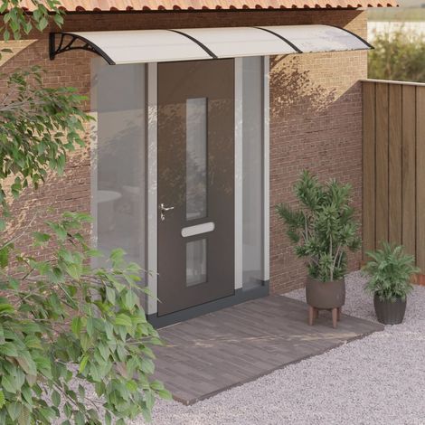 Auvent de porte,Marquise de Porte d'entrée,Store Banne Noir et transparent 300x80 cm Polycarbonate -FR99777 (1/5)