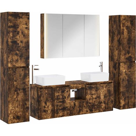 Ensemble de mobilier de salle de bain 6 pcs Chêne fumé vidaXL (1/5)