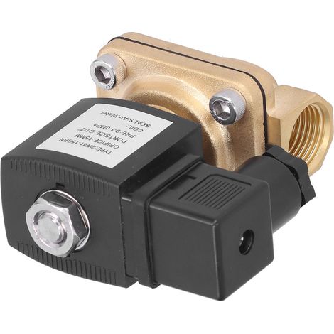2-Wege-Magnetventil aus Messing, Solar-Elektro, normalerweise geschlossen, Rohrleitungseinlass-Steuerteile G1/2 Zoll DC 12 V (1/5)