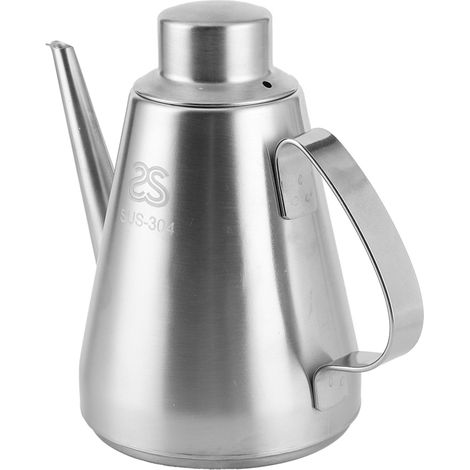 Pot à huile de cuisine en acier inoxydable avec poignée et couvercle, 24 oz (environ 600 ml) (1/5)