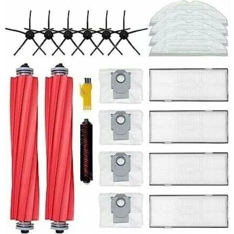 Accessoires pour roborock S7 Pro Ultra S7 Max Ultra S7 MaxV Ultra Robot eur Pices de rechange 20 Packs 2 Brosses principales & 4 Filtres & 6 Brosses latrales & 4 Chiffons & 4 Sacs (1/4)