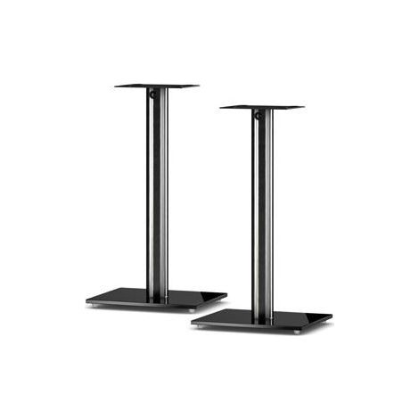Pieds pour enceintes à poser SP100 verre trempé et alu laqué noir - lot de 2
