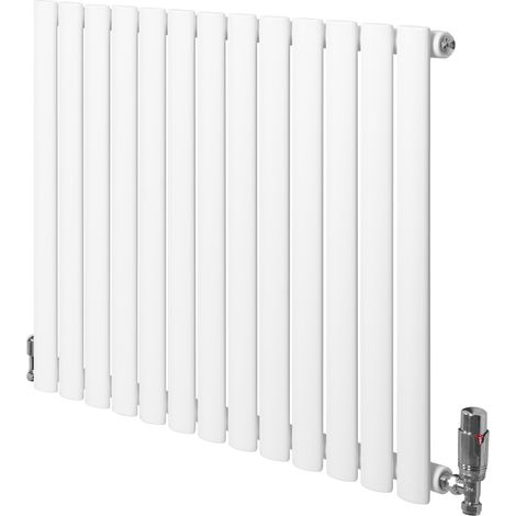Radiador Ovalado Columna Simple  Blanco 742W 600x780mm + Válvulas Termostáticas Cromadas – Calefacción Hogar Eficiente Estilo Contemporáneo Acero Premium - Fácil Instalación y Bajo Consumo (1/5)