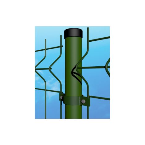 Palo Tubolare Tondo Verde Diametro 48mm - Altezza Palo 200 cm - Completo di 3 Collari per Fissaggio (1/4)