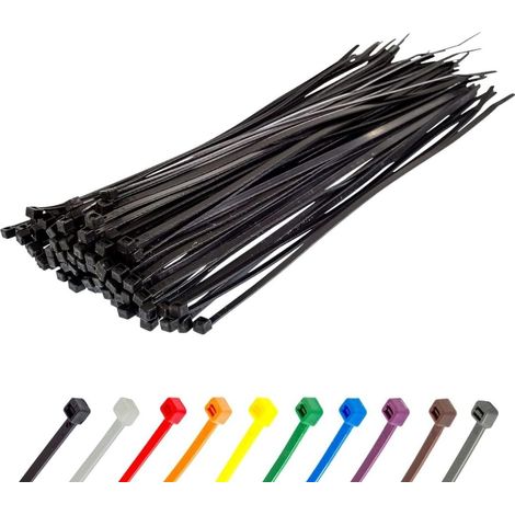 Colliers de serrage noirs, 300 mm x 3,6 mm, lot de 100, colliers de serrage en plastique polyvalents, mécanisme autobloquant sécurisé, pour la maison et le jardin. (1/5)