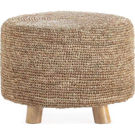 Pouf rond sisal naturel - Style et confort - Beige naturel tissé à la main (1/4)