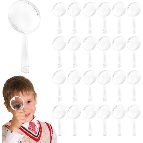 GDHZS- Lot de 24 loupes de lecture en plastique de 40 mm pour étudiants, explorateurs en plein air, observations scientifiques, etc. (blanc) (1/5)