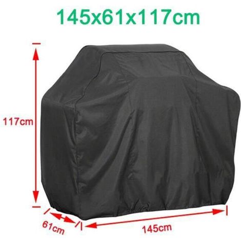 Funda para barbacoa 145x61x117cm, funda protectora, funda impermeable para barbacoa, color negro, compatible con Weber, Brinkmann y la mayoría de parrillas para barbacoa.